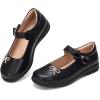 Frank Mully Girls Mary Jane Shoes Side Rhinestone Bow Flat for Wedding/Party/School Shoes for Toddler/Little Kid/Big Kid(Black)