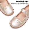 Frank Mully Girls Mary Jane Shoes Side Rhinestone Bow Flat for Wedding/Party/School Shoes for Toddler/Little Kid/Big Kid(Gold)
