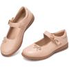 Frank Mully Girls Mary Jane Shoes Side Rhinestone Bow Flat for Wedding/Party/School Shoes for Toddler/Little Kid/Big Kid(Nude)