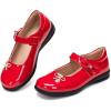 Frank Mully Girls Mary Jane Shoes Side Rhinestone Bow Flat for Wedding/Party/School Shoes for Toddler/Little Kid/Big Kid(Red)