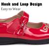 Frank Mully Girls Mary Jane Shoes Side Rhinestone Bow Flat for Wedding/Party/School Shoes for Toddler/Little Kid/Big Kid(Red)