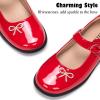 Frank Mully Girls Mary Jane Shoes Side Rhinestone Bow Flat for Wedding/Party/School Shoes for Toddler/Little Kid/Big Kid(Red)