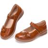 Frank Mully Girls School Shoes Mary Jane Flats Slip-On Uniform Dress Flats for Girl Toddler/Little Kid/Big Kid(7006brown)