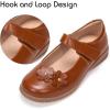 Frank Mully Girls School Shoes Mary Jane Flats Slip-On Uniform Dress Flats for Girl Toddler/Little Kid/Big Kid(7006brown)
