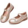 Frank Mully Girls School Shoes Mary Jane Flats Slip-On Uniform Dress Flats for Girl Toddler/Little Kid/Big Kid(7006gold)