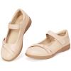 Frank Mully Girls School Shoes Mary Jane Flats Slip-On Uniform Dress Flats for Girl Toddler/Little Kid/Big Kid(Nude/Knot)