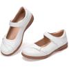 Frank Mully Girls School Shoes Mary Jane Flats Slip-On Uniform Dress Flats for Girl Toddler/Little Kid/Big Kid(White/Knot)