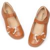 Frank Mully Girls Mary Jane Dress Shoes Slip on Girls Ballet Flat Shoes with Bow for Toddler/Little Kid/Big Kid(Brown)