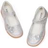 Frank Mully Girls Mary Jane Dress Shoes Slip on Girls Ballet Flat Shoes with Bow for Toddler/Little Kid/Big Kid(Silver)