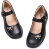 Frank Mully Girls Mary Jane Shoes Side Rhinestone Bow Flat for Wedding/Party/School Shoes for Toddler/Little Kid/Big Kid(Black)