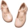 Frank Mully Girls Mary Jane Shoes Side Rhinestone Bow Flat for Wedding/Party/School Shoes for Toddler/Little Kid/Big Kid(Nude)