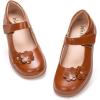 Frank Mully Girls School Shoes Mary Jane Flats Slip-On Uniform Dress Flats for Girl Toddler/Little Kid/Big Kid(7006brown)