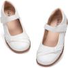 Frank Mully Girls School Shoes Mary Jane Flats Slip-On Uniform Dress Flats for Girl Toddler/Little Kid/Big Kid(White/Knot)