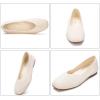 Frank Mully Womens Wide Flat Shoes Square Toe Shoes Knitted Work Flats Comfortable Women Shoes Comfortable Women Shoes(Beige)