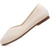 Frank Mully Womens Wide Flat Shoes Square Toe Shoes Knitted Work Flats Comfortable Women Shoes Comfortable Women Shoes(Beige)