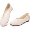 Frank Mully Womens Wide Flat Shoes Square Toe Shoes Knitted Work Flats Comfortable Women Shoes Comfortable Women Shoes(Beige)