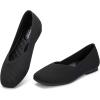 Frank Mully Womens Wide Flat Shoes Square Toe Shoes Knitted Work Flats Comfortable Women Shoes Comfortable Women Shoes(Black)