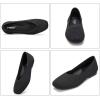 Frank Mully Womens Wide Flat Shoes Square Toe Shoes Knitted Work Flats Comfortable Women Shoes Comfortable Women Shoes(Black)