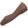 Frank Mully Womens Wide Flat Shoes Square Toe Shoes Knitted Work Flats Comfortable Women Shoes Comfortable Women Shoes(Brown)