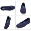 Frank Mully Womens Wide Flat Shoes Square Toe Shoes Knitted Work Flats Comfortable Women Shoes Comfortable Women Shoes(Navy)