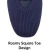 Frank Mully Womens Wide Flat Shoes Square Toe Shoes Knitted Work Flats Comfortable Women Shoes Comfortable Women Shoes(Navy)