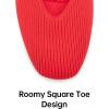 Frank Mully Womens Wide Flat Shoes Square Toe Shoes Knitted Work Flats Comfortable Women Shoes Comfortable Women Shoes(Red)