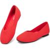 Frank Mully Womens Wide Flat Shoes Square Toe Shoes Knitted Work Flats Comfortable Women Shoes Comfortable Women Shoes(Red)