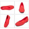 Frank Mully Womens Wide Flat Shoes Square Toe Shoes Knitted Work Flats Comfortable Women Shoes Comfortable Women Shoes(Red)