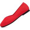 Frank Mully Womens Wide Flat Shoes Square Toe Shoes Knitted Work Flats Comfortable Women Shoes Comfortable Women Shoes(Red)