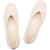 Frank Mully Womens Wide Flat Shoes Square Toe Shoes Knitted Work Flats Comfortable Women Shoes Comfortable Women Shoes(Beige)