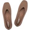 Frank Mully Womens Wide Flat Shoes Square Toe Shoes Knitted Work Flats Comfortable Women Shoes Comfortable Women Shoes(Brown)