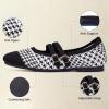 Frank Mully Women’s Flats Square Toe Mary Jane Shoes Ballet Flats with Strap Comfortable Slip On Knit Shoes Dressy Casual(B-white)