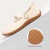 Frank Mully Women’s Wide Width Flats Mary Jane Flat Comofortable Knit Ballet Flat Wide Toe Box Dress Shoes with Adjustable Straps(Beige/Mesh)