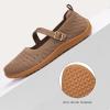 Frank Mully Women’s Wide Width Flats Mary Jane Flat Comofortable Knit Ballet Flat Wide Toe Box Dress Shoes with Adjustable Straps(Coffee/Mesh)