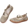 Frank Mully Women’s Wide Width Flats Mary Jane Flat Comofortable Knit Ballet Flat Wide Toe Box Dress Shoes with Adjustable Straps(Green)