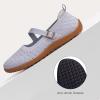 Frank Mully Women’s Wide Width Flats Mary Jane Flat Comofortable Knit Ballet Flat Wide Toe Box Dress Shoes with Adjustable Straps(Grey/Mesh)
