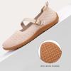Frank Mully Women’s Wide Width Flats Mary Jane Flat Comofortable Knit Ballet Flat Wide Toe Box Dress Shoes with Adjustable Straps(Khaki/Mesh)