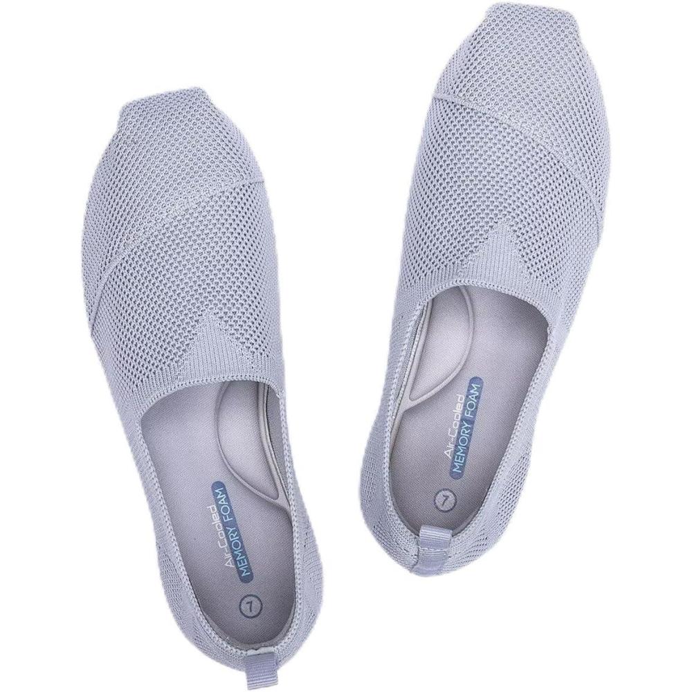 imageFrank Mully Womens Knitted Slip On Loafer Flats Comfortable Lightweight Breathable Casual Shoes Knit Loafers for Work Travel ampamp Daily WearGrey2