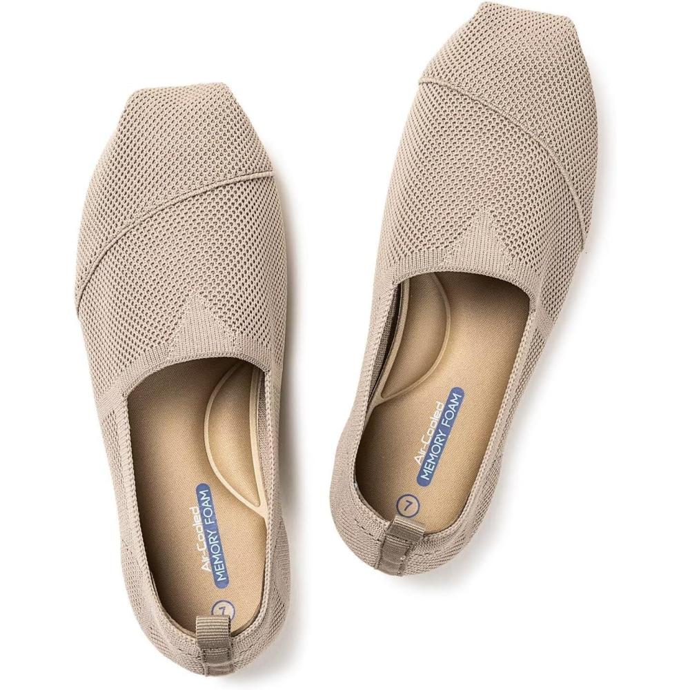 imageFrank Mully Womens Knitted Slip On Loafer Flats Comfortable Lightweight Breathable Casual Shoes Knit Loafers for Work Travel ampamp Daily WearKhaki2