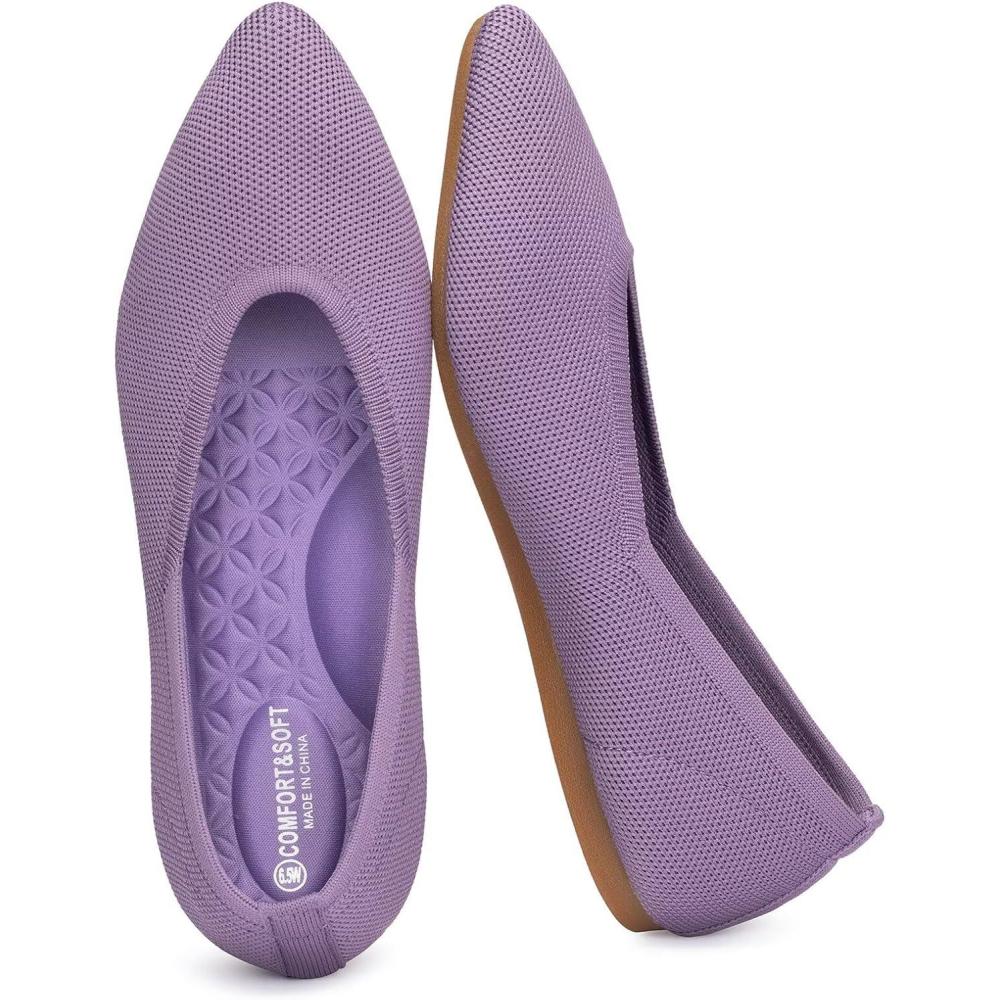 imageFrank Mully Womens Wide Width Flat Shoes Comfortable Pointed Toe Flats for Wide FeetPurple