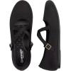 Frank Mully Women’s Mary Jane Flats Knit Ballet Criss Cross Ankle Strap Flat Shoes(Black/Solid)