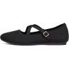 Frank Mully Women’s Mary Jane Flats Knit Ballet Criss Cross Ankle Strap Flat Shoes(Black/Solid)