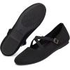 Frank Mully Women’s Mary Jane Flats Knit Ballet Criss Cross Ankle Strap Flat Shoes(Black/Solid)