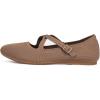 Frank Mully Women’s Mary Jane Flats Knit Ballet Criss Cross Ankle Strap Flat Shoes(Brown/Solid)