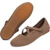 Frank Mully Women’s Mary Jane Flats Knit Ballet Criss Cross Ankle Strap Flat Shoes(Brown/Solid)