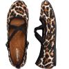 Frank Mully Women’s Mary Jane Flats Knit Ballet Criss Cross Ankle Strap Flat Shoes(Leopard)