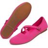 Frank Mully Women’s Mary Jane Flats Knit Ballet Criss Cross Ankle Strap Flat Shoes(Pink/Solid)