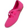 Frank Mully Women’s Mary Jane Flats Knit Ballet Criss Cross Ankle Strap Flat Shoes(Pink/Solid)