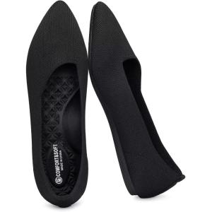 Frank Mully Women’s Wide Width Flat Shoes, Comfortable Pointed Toe Flats for Wide Feet(6011black)
