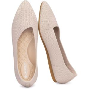 Frank Mully Women’s Wide Width Flat Shoes, Comfortable Pointed Toe Flats for Wide Feet(6011ecru)